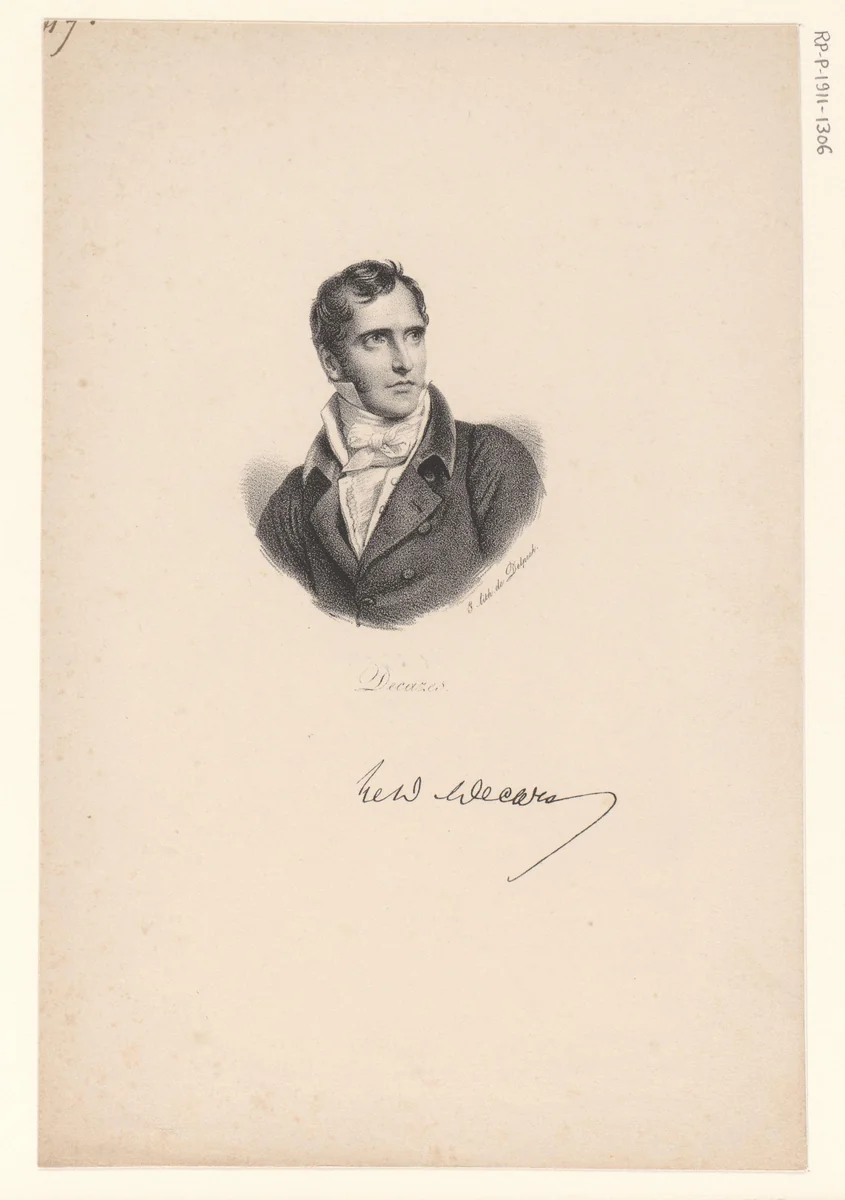 Portret van Élie Decazes by anonymous, print, 1818-1842