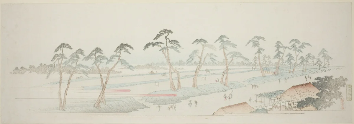 Takada Riding Grounds (Takada baba), from the series "Thirteen Views of the Environs of Edo" by Utagawa Hiroshige (歌川広重), print, 1832-1849