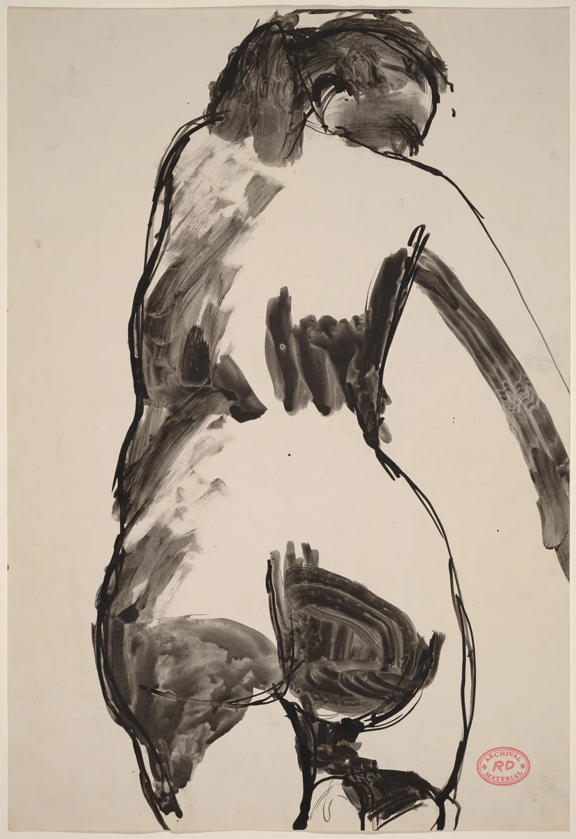 Untitled [rear view of female nude] by Richard Diebenkorn, drawing, 1955-1967