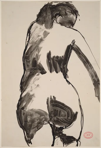 Untitled [rear view of female nude] by Richard Diebenkorn, drawing, 1955-1967