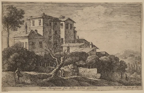 View of the Vineyard of the Villa Mamsrona by Herman van Swanevelt, print, 1600-1655