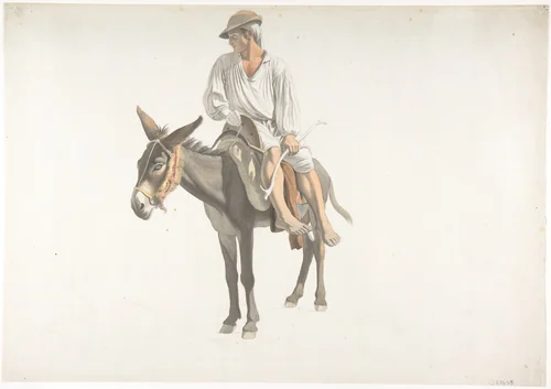 Peasant on a Donkey by Giovanni Battista Lusieri, drawing, 1778-1788