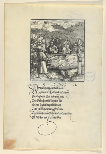 Theurerdanck's Ship Endangered by Hail and Storm, from Theuerdanck by Hans Schäufelein, print, 1517