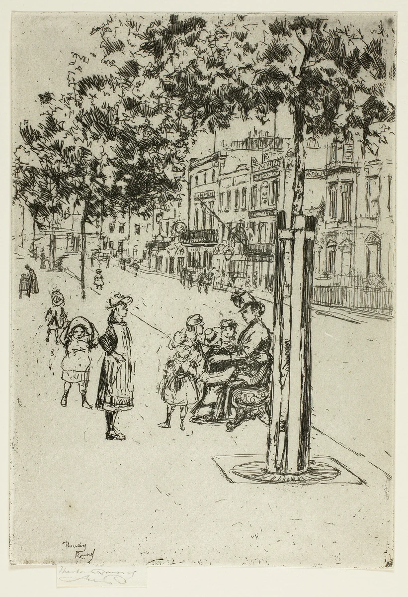 Chelsea Children, Chelsea Embankment by Theodore Roussel, print, 1889