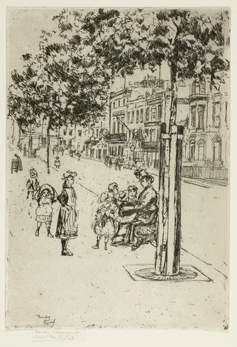 Chelsea Children, Chelsea Embankment by Theodore Roussel, print, 1889