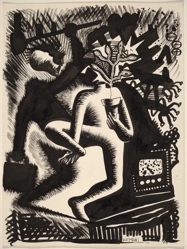Growth Patterns by Mark Kostabi, drawing, 1984