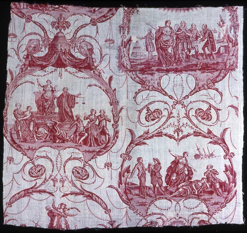 Triomphe de Voltaire (Triumph of Voltaire) (Furnishing Fabric) by Petitpierre et Cie, textile, 1788-1795