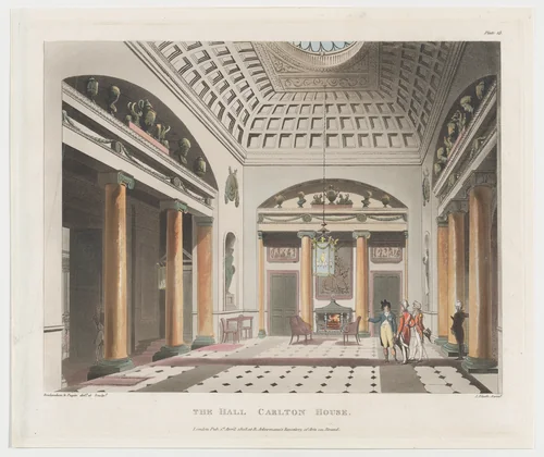 The Hall Carlton House by Thomas Rowlandson, print, 1808