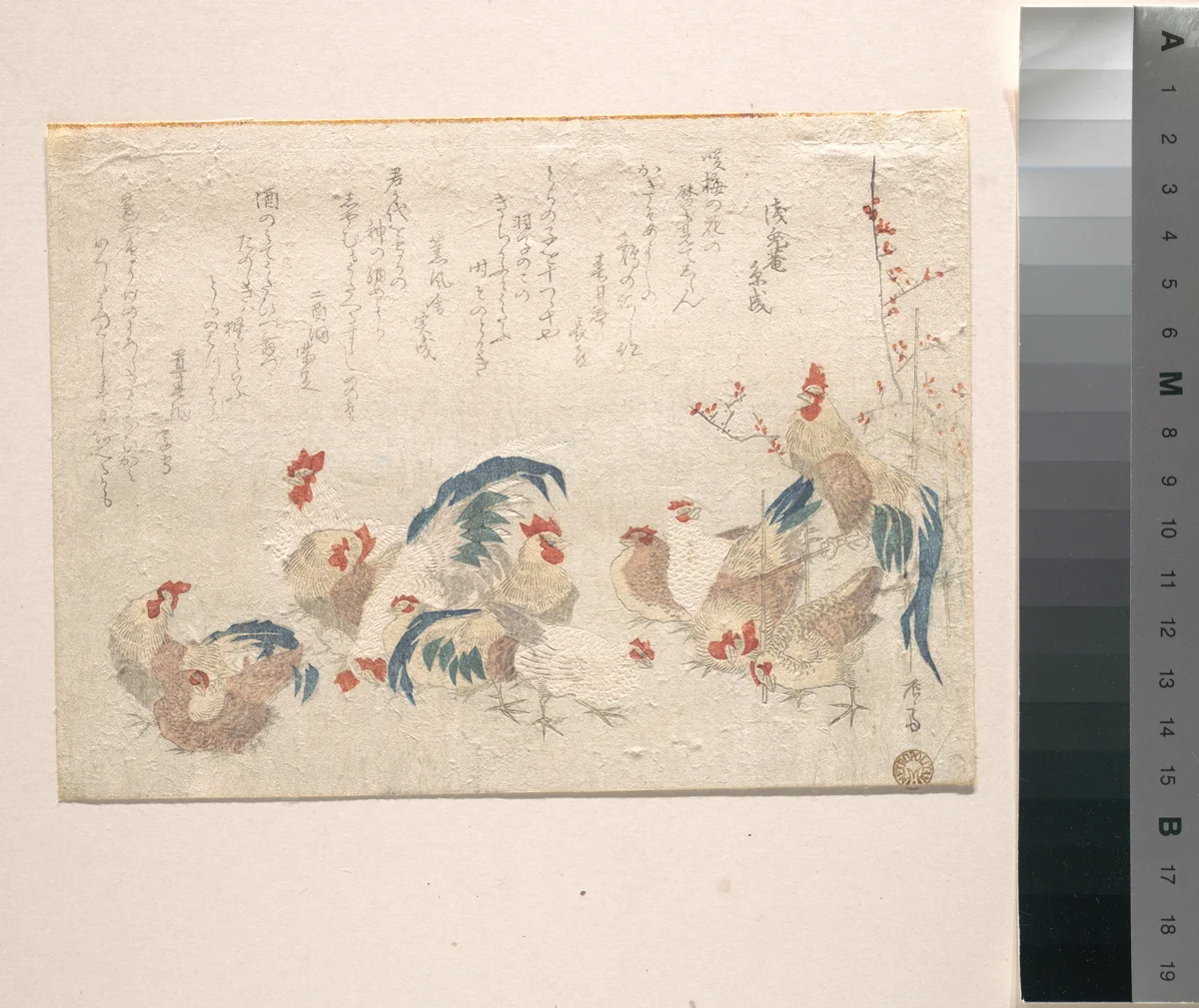 Cocks and Hens by Ryūryūkyo Shinsai (柳々居辰斎), print, 1801-1813