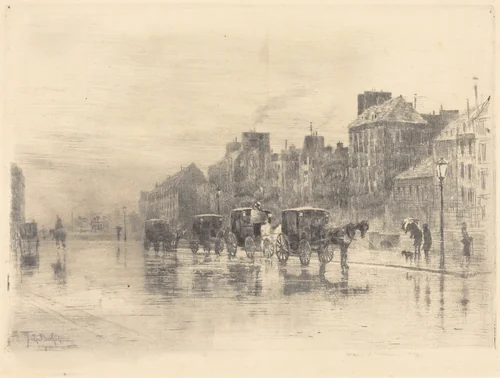 Une Matinée d'Hiver au Quai de l'Hôtel-Dieu (Winter Morning on the Quai de l'Hôtel-Dieu) by Félix-Hilaire Buhot, print, 1876