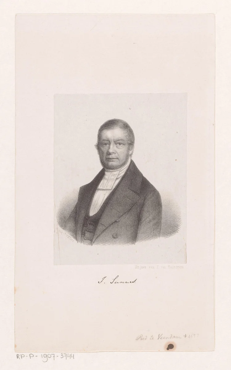 Portret van Izaak Sannes by anonymous, print, 1836-1905