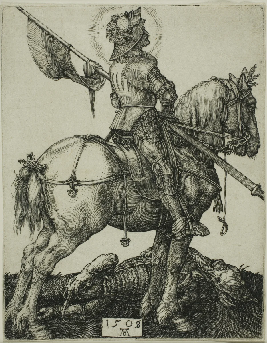 St. George on Horseback by Albrecht Dürer, print, 1508