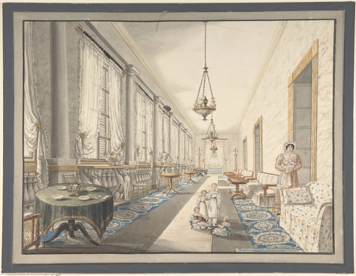 Interior, Leningrad? by Charles de Brocktorff, drawing, 1820-1830