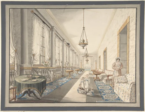 Interior, Leningrad? by Charles de Brocktorff, drawing, 1820-1830