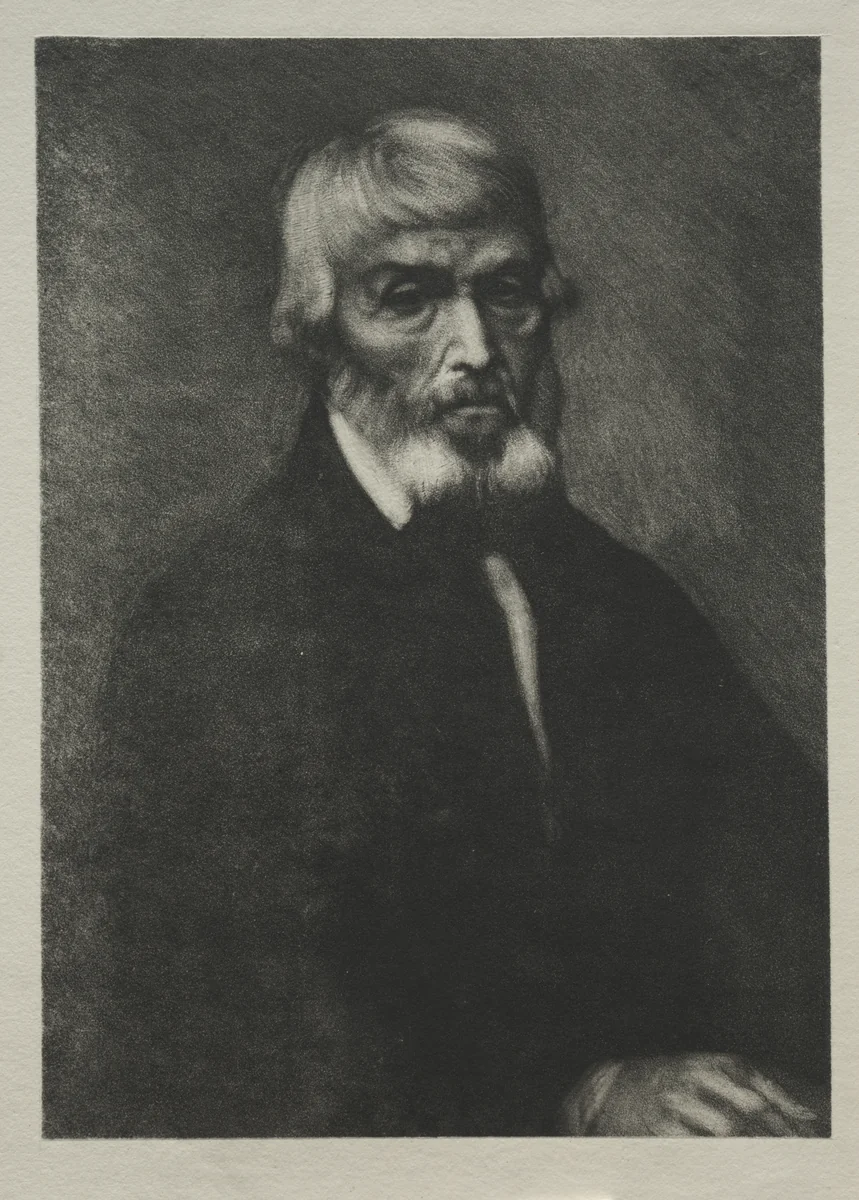 Small Portrait of Thomas Carlyle by Alphonse Legros, print, 1875