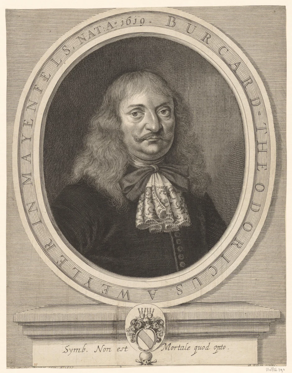 Portret van Burckardt Dieterich von Weyler by Philipp Kilian, print, 1677-1693