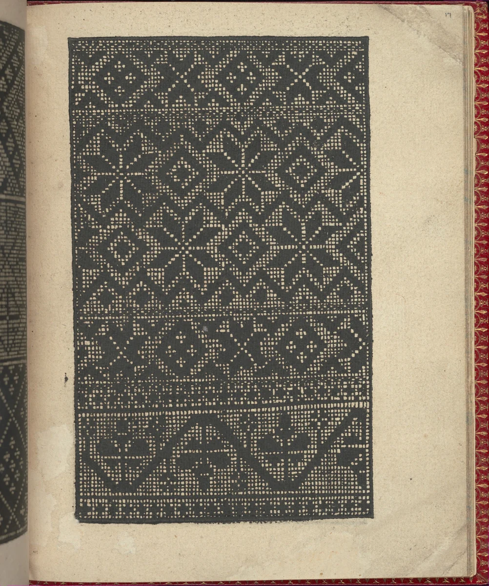Ce est ung tractat de la noble art de leguille ascavoir ouvraiges de spaigne... page 17 (recto) by Willem Vosterman, book, 1527-1540