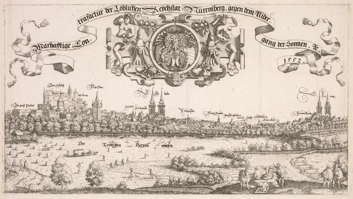 Panoramic View of Nuremberg: Center Portion by Hanns Lautensack, print, 1552