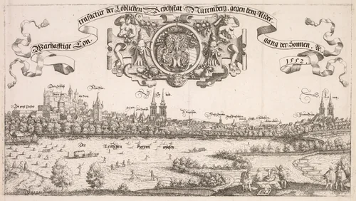 Panoramic View of Nuremberg: Center Portion by Hanns Lautensack, print, 1552