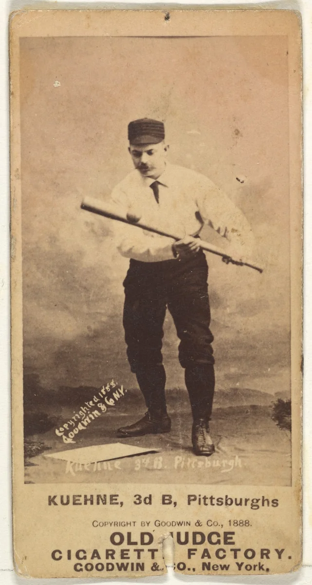 Bill Kuehne, 3rd Base, Pittsburgh, from the Old Judge series (N172) for Old Judge Cigarettes by Goodwin & Company, photograph, 1888