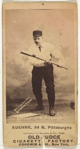 Bill Kuehne, 3rd Base, Pittsburgh, from the Old Judge series (N172) for Old Judge Cigarettes by Goodwin & Company, photograph, 1888