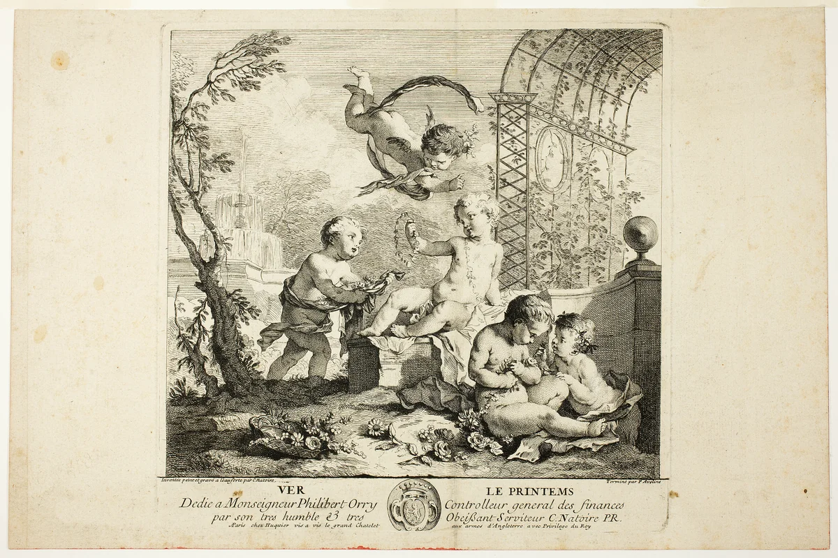 Spring, plate one from Le Quatre Saisons by Charles Joseph Natoire, print, 1735
