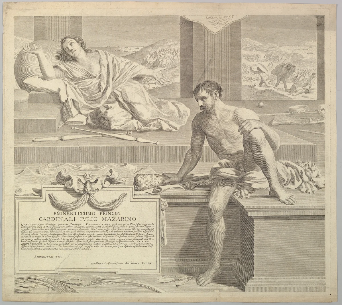 Theological Thesis of Antoine Talon by Claude Mellan, print, 1648