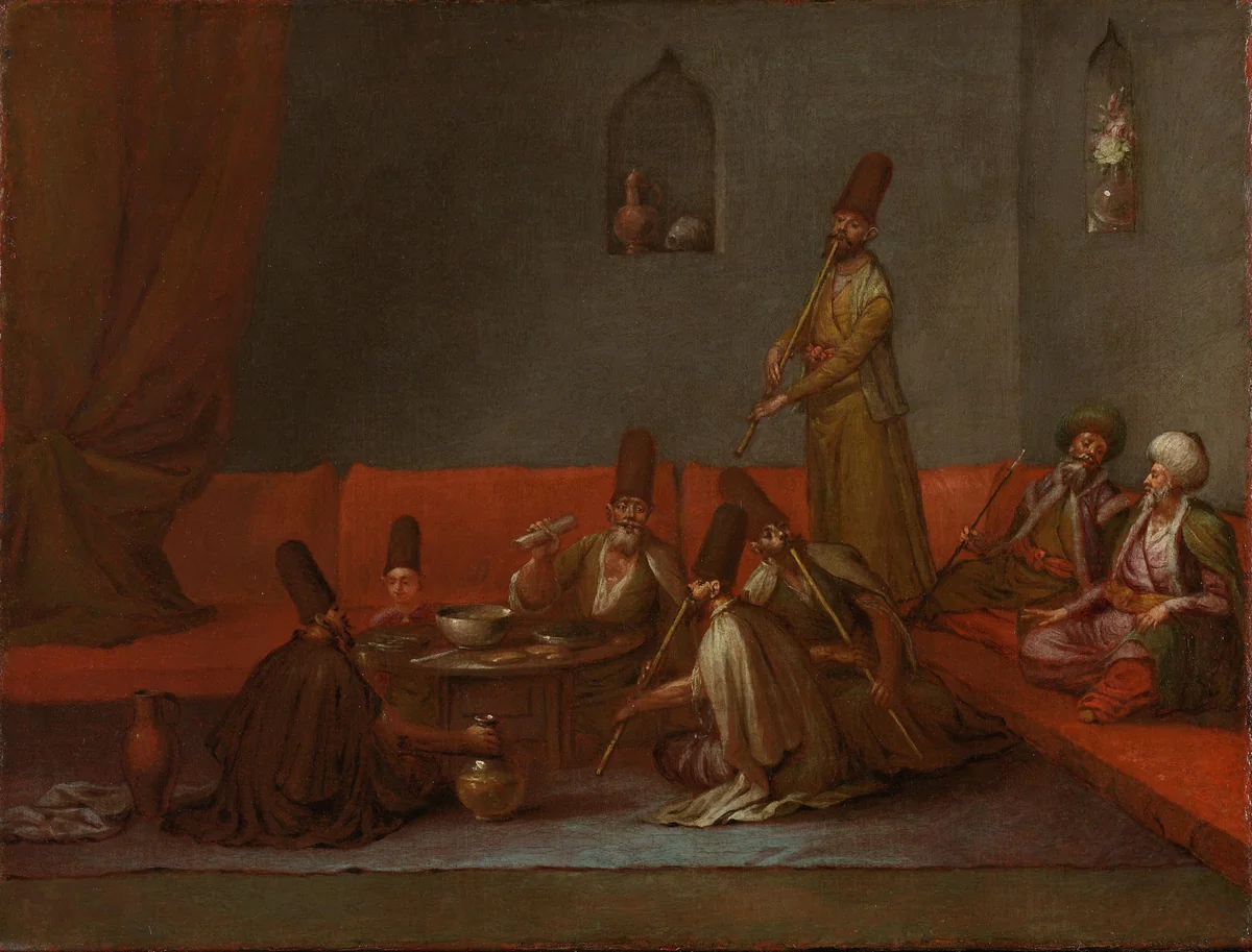 Dervishes Sharing a Meal by Jean Baptiste Vanmour, painting, 1720-1737