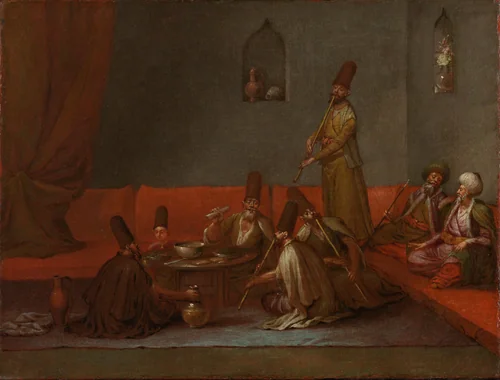 Dervishes Sharing a Meal by Jean Baptiste Vanmour, painting, 1720-1737