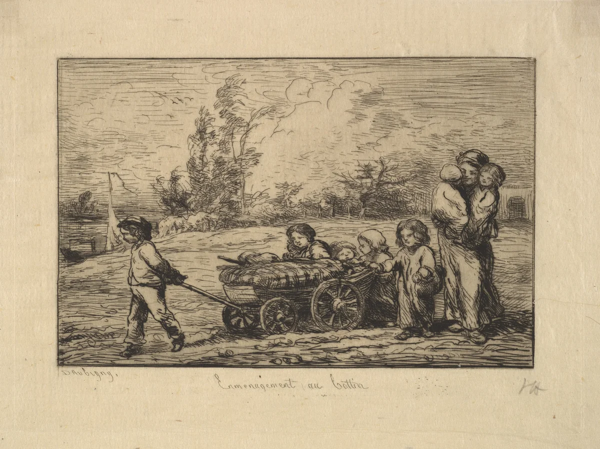 Moving into the Boat by Charles-François Daubigny, print, 1861