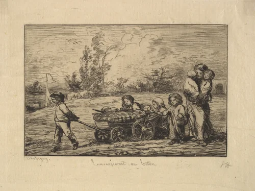 Moving into the Boat by Charles-François Daubigny, print, 1861