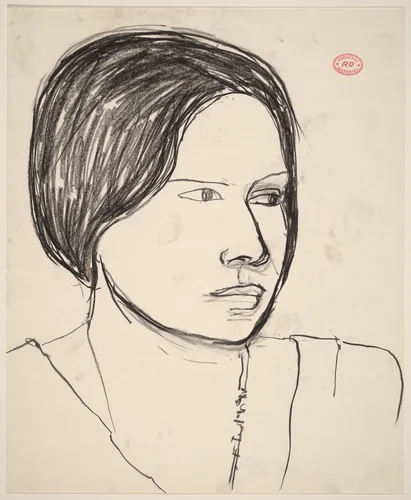 Untitled [head of a woman looking left] by Richard Diebenkorn, drawing, 1955-1967