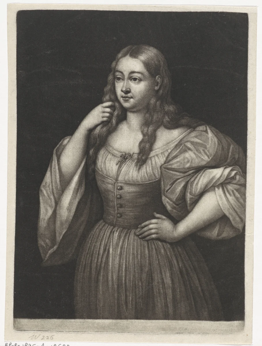 Jonge vrouw met loshangend haar by Wallerant Vaillant, print, 1658-1677