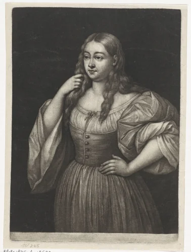 Jonge vrouw met loshangend haar by Wallerant Vaillant, print, 1658-1677