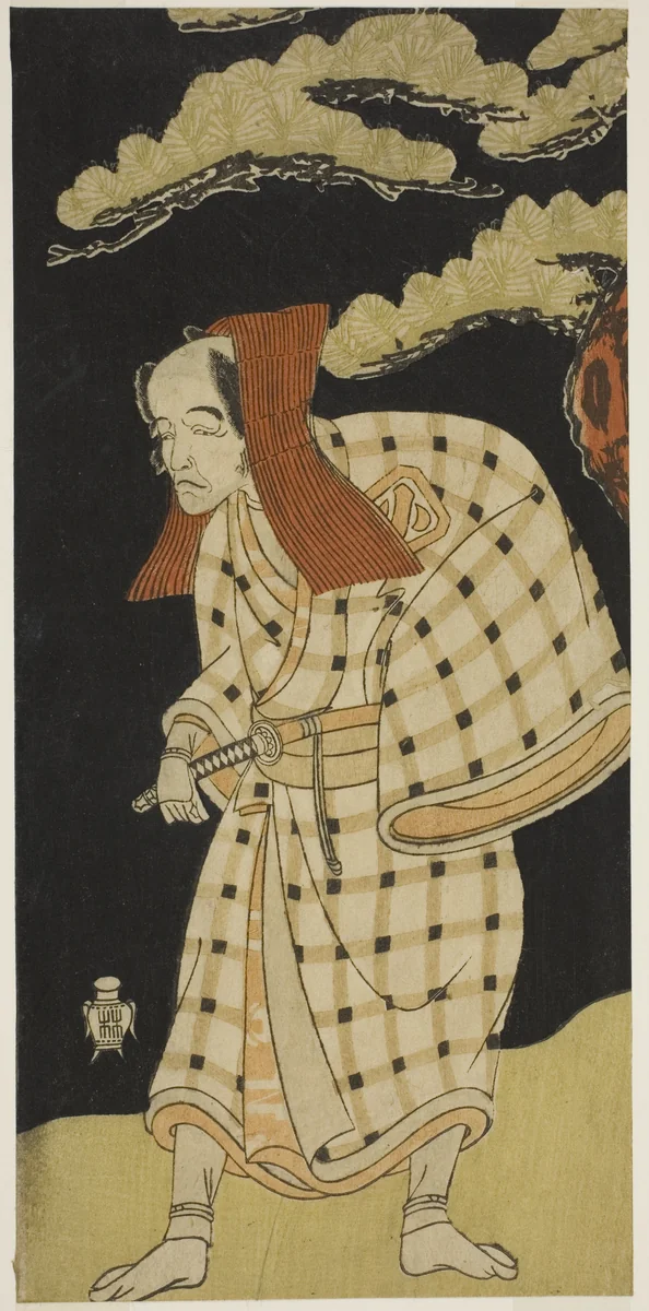 The Actor Arashi Otohachi I as Numataro Kyusei Disguised as the Burglar Ipponzaemon in the Play Otokoyama Yunzei Kurabe, Performed at the Ichimura Theater in the Eleventh Month, 1768 by Katsukawa Shunsho (勝川 春章), print, 1763-1773