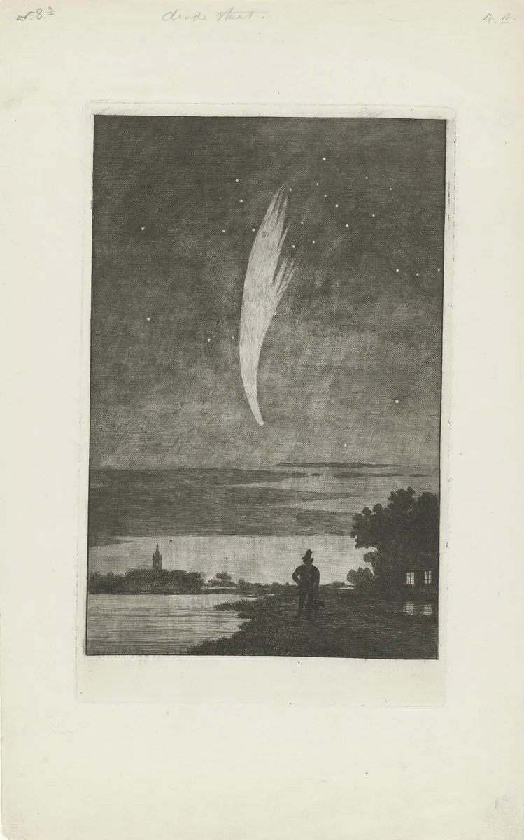 De komeet van Donati, 1858 by Cornelis van der Griendt, print, 1858