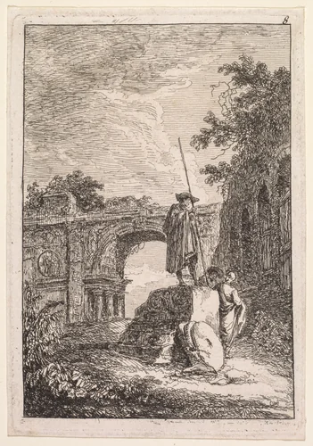 Les Soirées de Rome: L'Arc de triomphe by Hubert Robert, print, 1763-1764