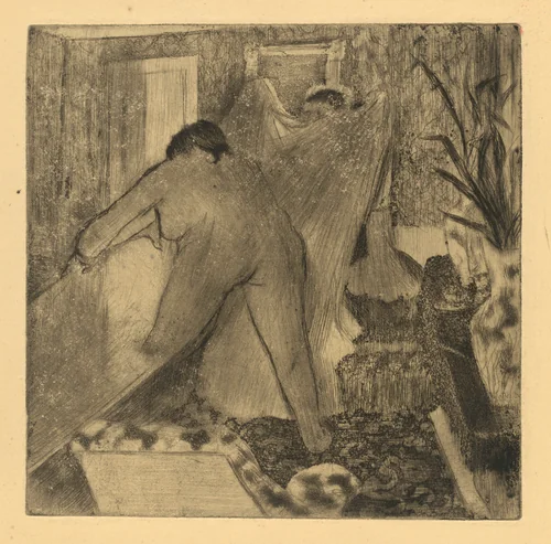 Leaving the Bath by Edgar Degas, print, 1879-1880