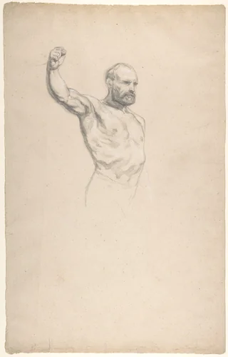 Bearded, bare-chested male figure, study for "The Horse Fair" by Rosa Bonheur, drawing, 1852-1853