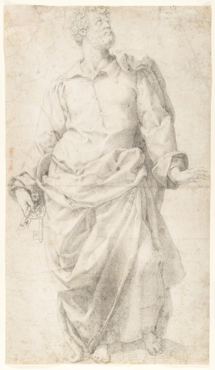 Study for the Figure of Saint Peter by Daniele da Volterra, drawing, 1540-1550