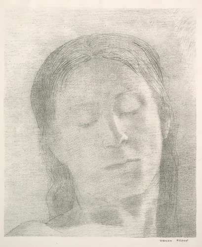 Eyes Closed by Odilon Redon, print, 1890