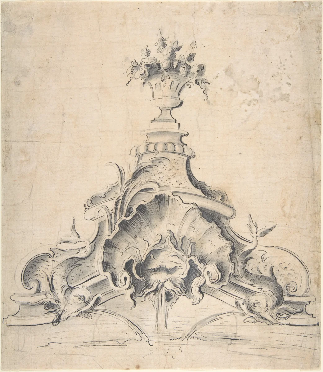 Design for a Fountain by anonymous, drawing, 1700-1799