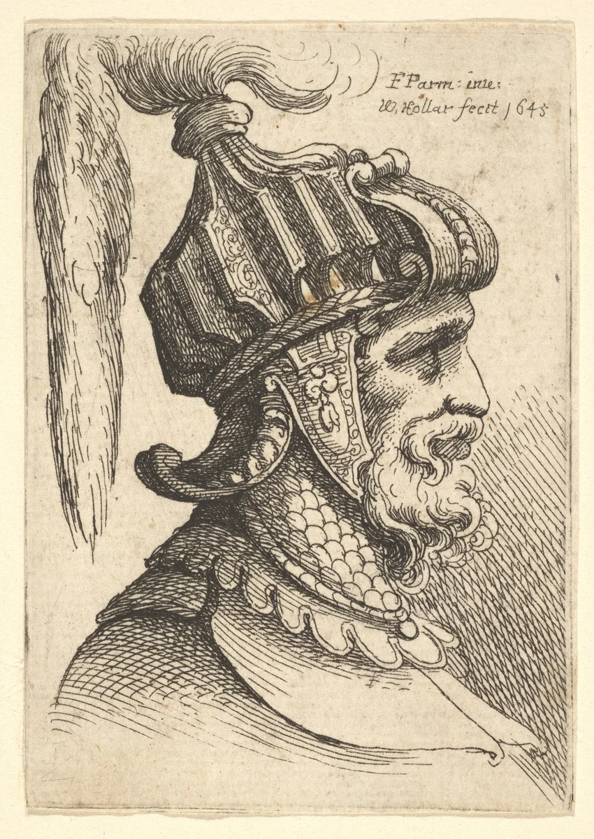 Helmeted Head by Wenceslaus Hollar, print, 1645