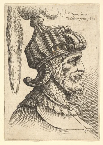 Helmeted Head by Wenceslaus Hollar, print, 1645