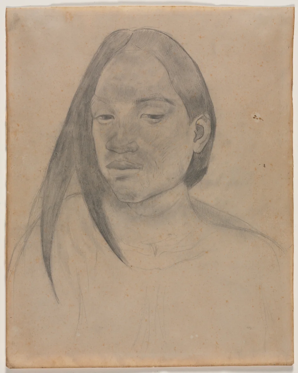 Head of a Tahitian Woman by Paul Gauguin, drawing, 1891
