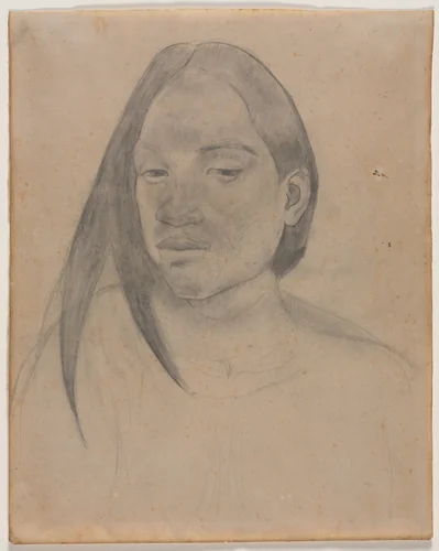Head of a Tahitian Woman by Paul Gauguin, drawing, 1891