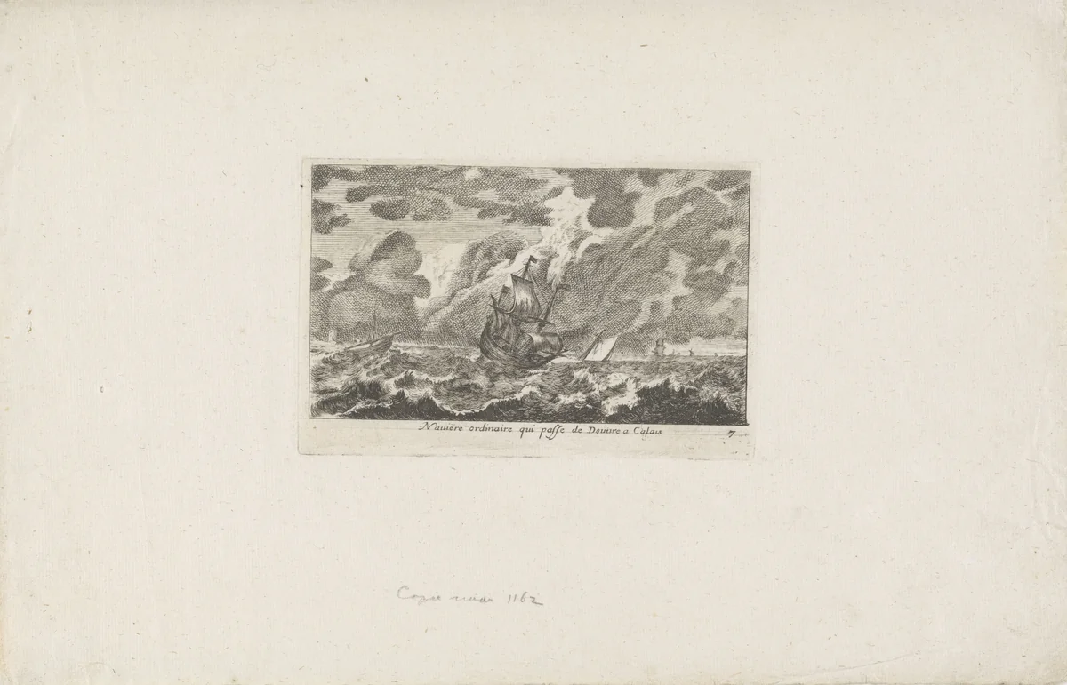 Schip van Dover naar Calais by anonymous, print, 1647