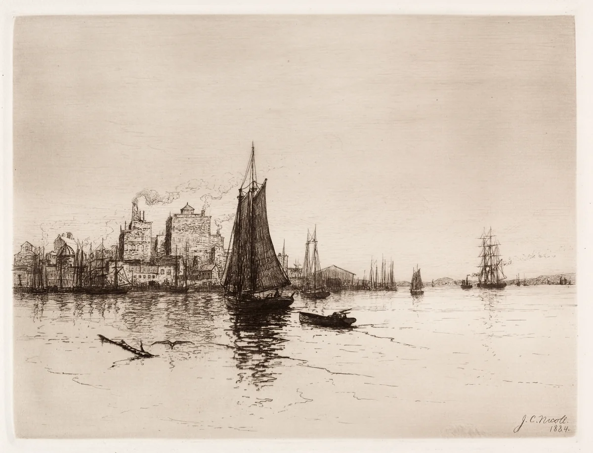 Harbor Scene by James Craig Nicoll, print, 1884