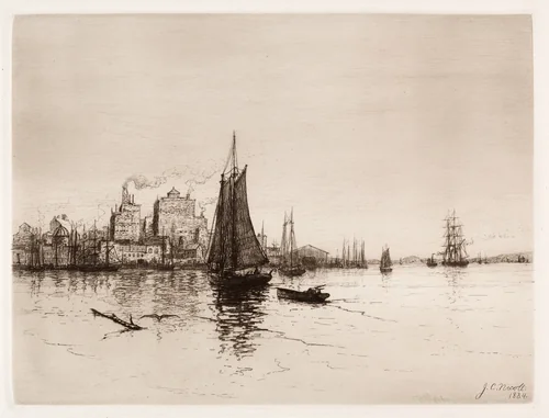 Harbor Scene by James Craig Nicoll, print, 1884