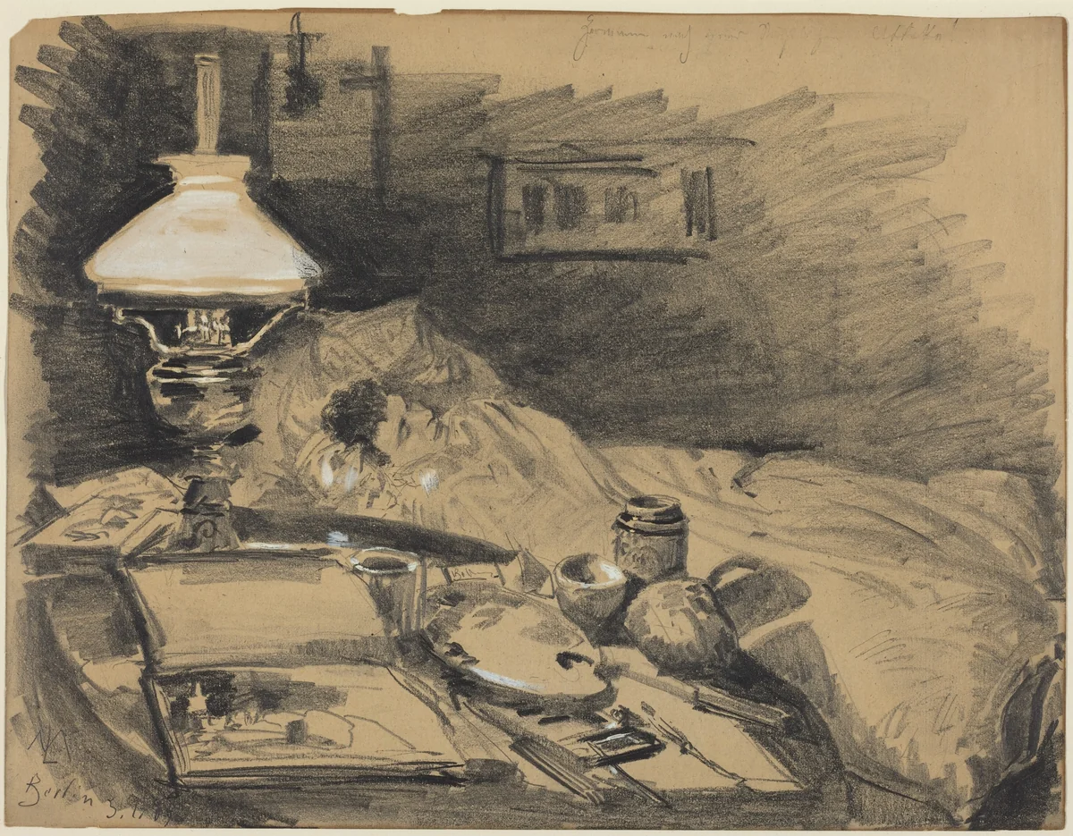 The Artist's Studio by Melchior Lechter, drawing, 1885